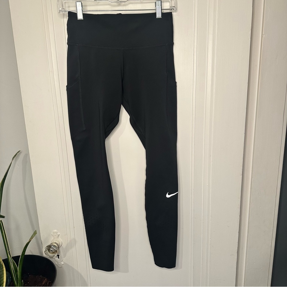 Nike Dri-Fit Running black leggings with drawstring and vented calf